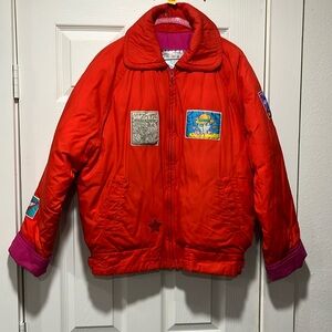 Rare Vintage Orange 1987 Peter Max Down Jacket